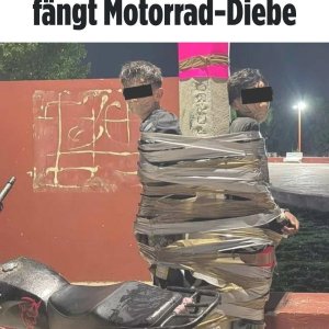 Mexikanischer "Batman" klebt Motorraddiebe an Masten