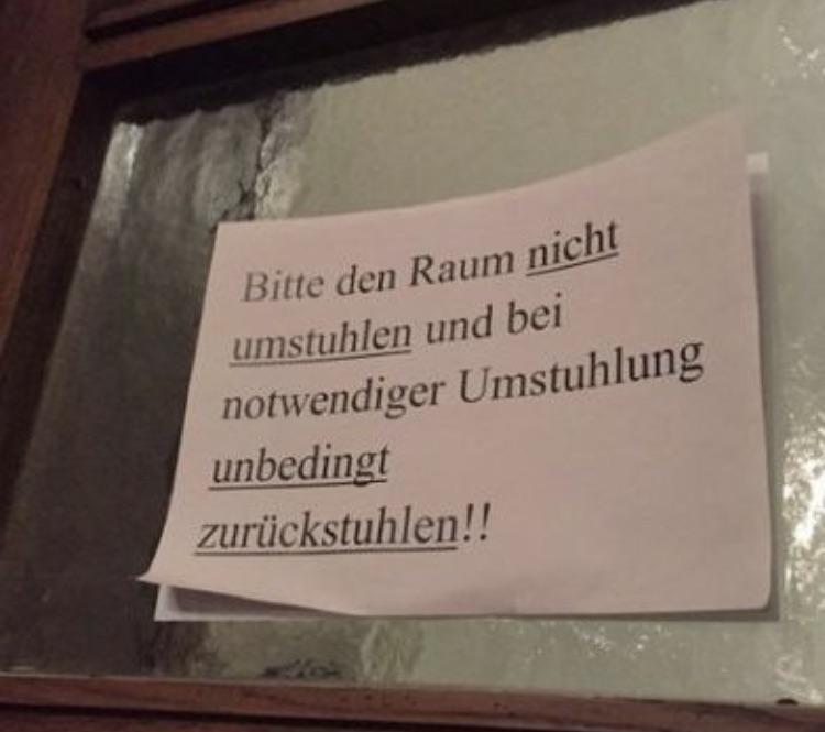 Da steht ganz oft Stuhl!