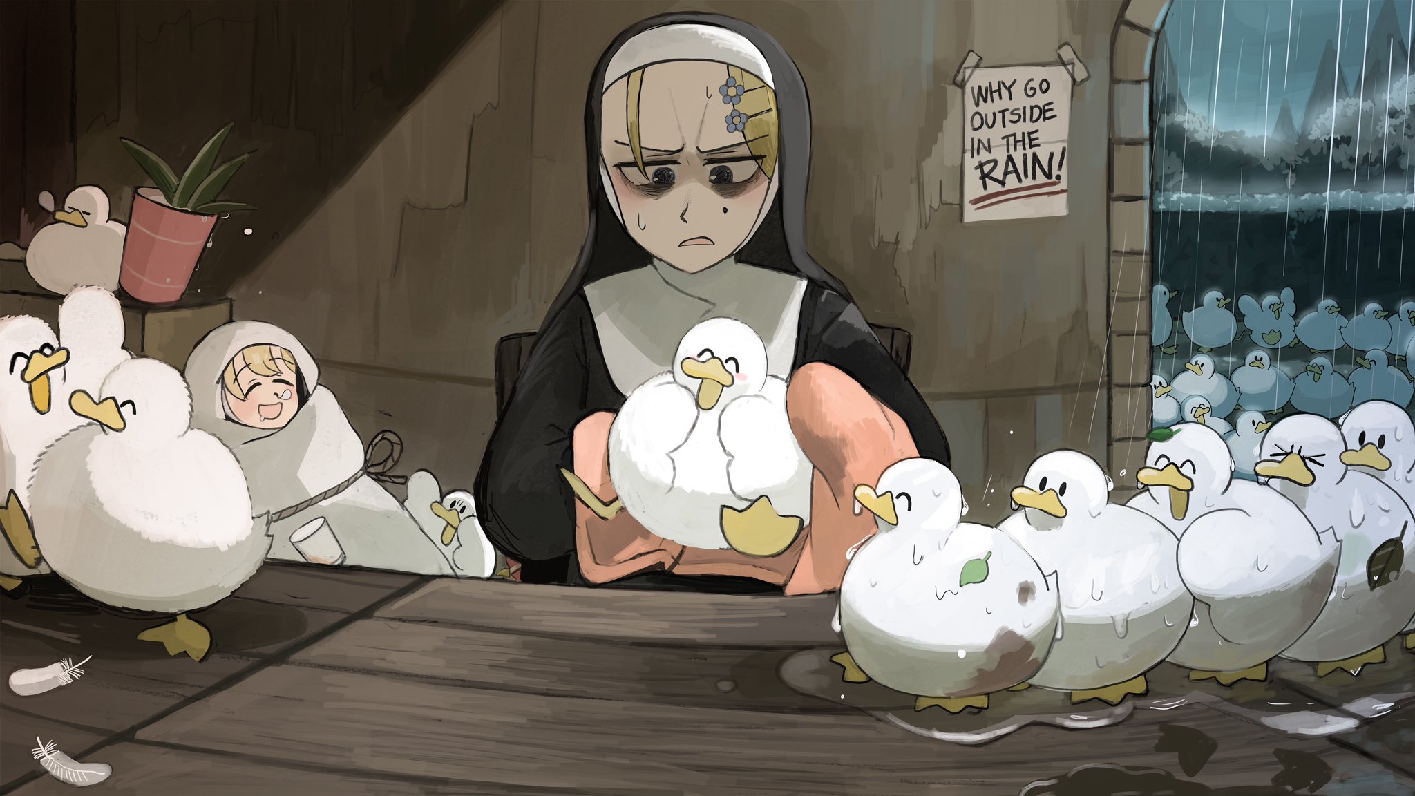 Enten abtrocknen