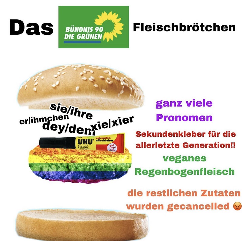 Grünes Fleischbrötchen